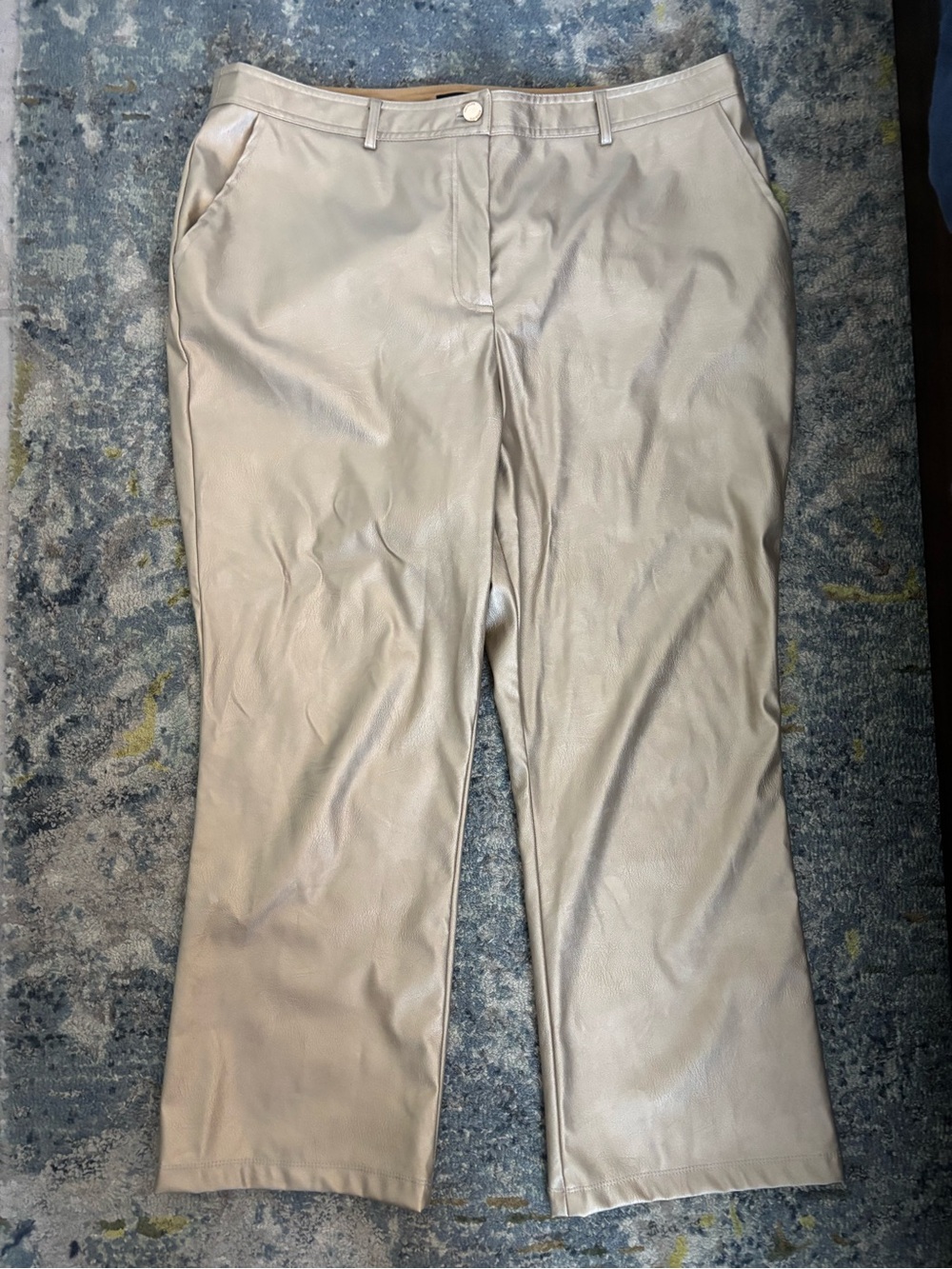 Halogen Women’s Metallic Gold Faux Leather Straight Leg Pants 14W